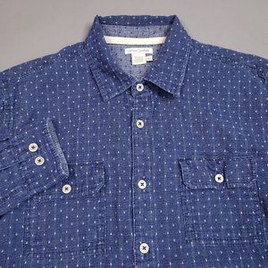 Carbon2Cobalt Preppy Print Knit Casual Button Up Shirt Large